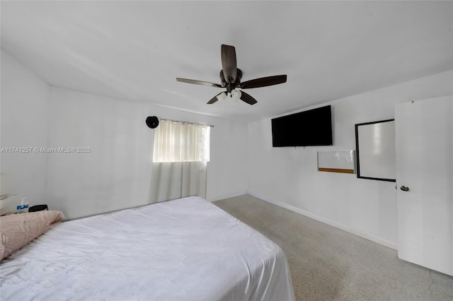 bedroom featuring ceiling fan