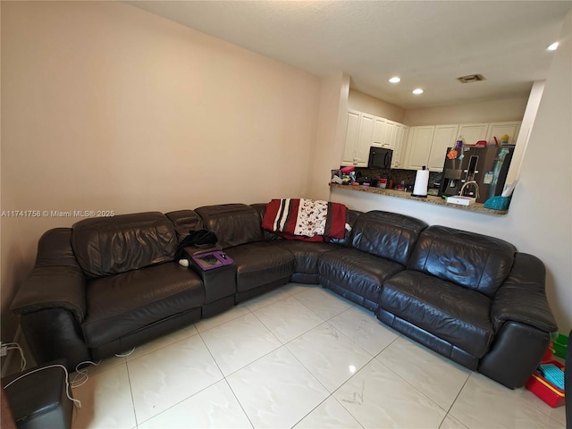 view of tiled living room