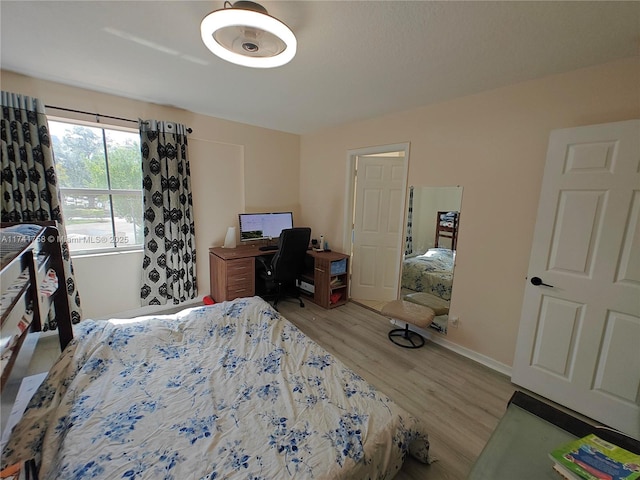 bedroom featuring light hardwood / wood-style floors