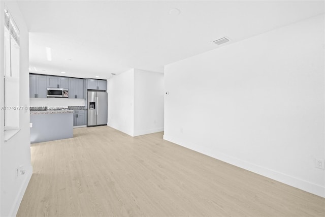 unfurnished living room featuring light hardwood / wood-style floors