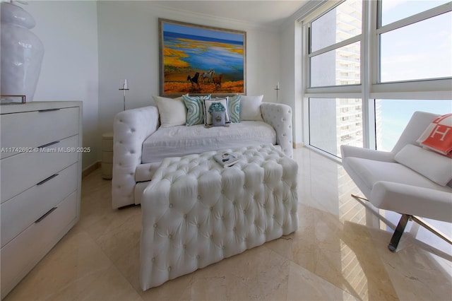 interior space featuring crown molding