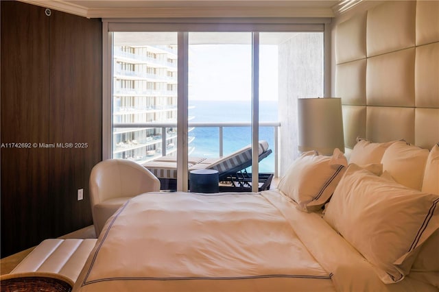 bedroom with a water view