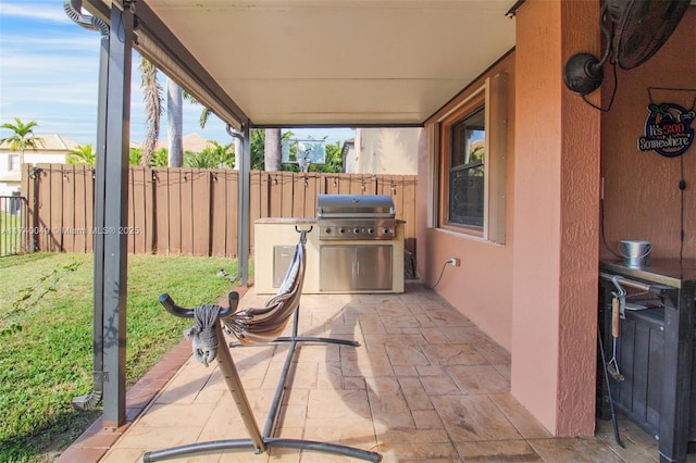 view of patio / terrace with a grill