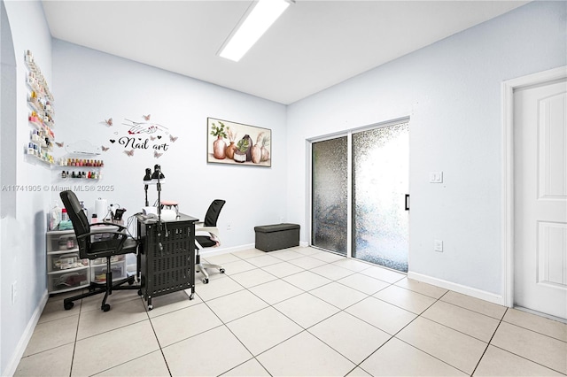 office space with light tile patterned floors