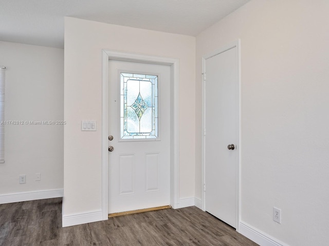 entrance foyer with dark hardwood / wood-style floors