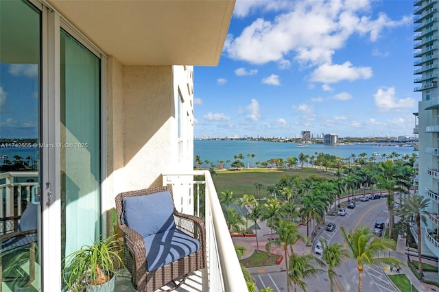 balcony with a water view