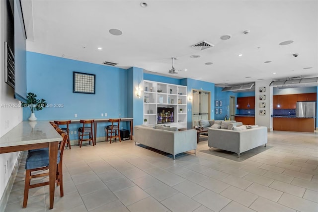 view of tiled living room