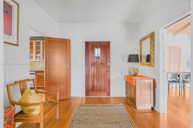 foyer with light hardwood / wood-style floors