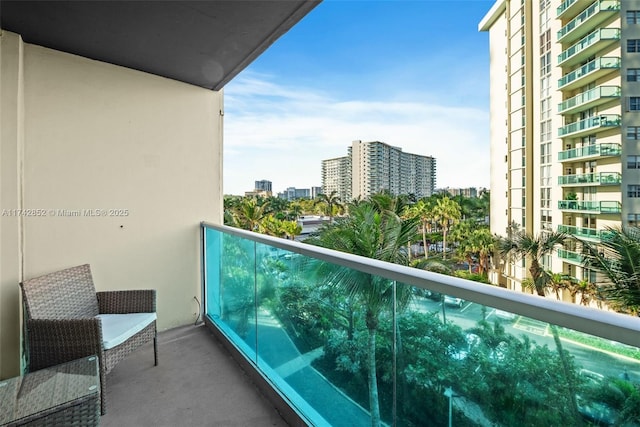 balcony featuring a view of city