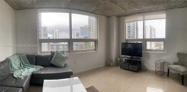 view of tiled living room