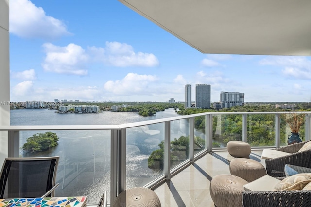 balcony with a water view