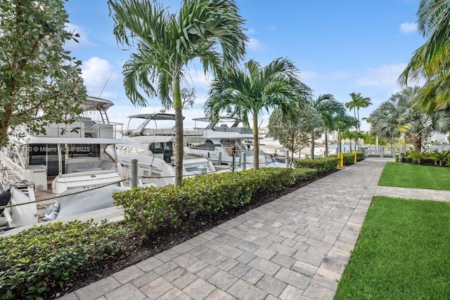 view of home's community featuring a boat dock