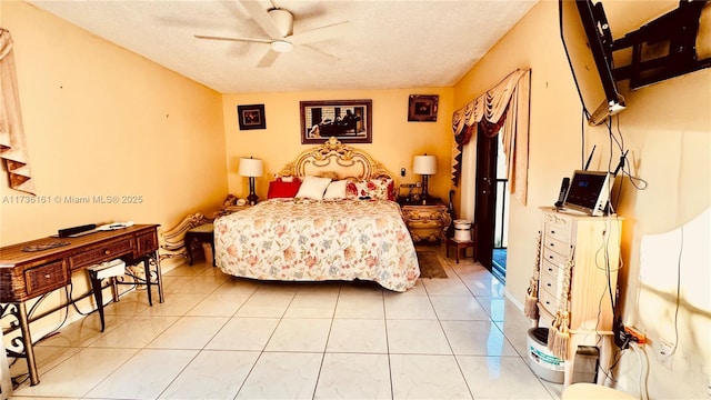 481 Ives Dairy Rd Unit 301-4, Miami, FL 33179 - tiled bedroom featuring ceiling fan and a textured ceiling