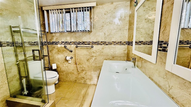 481 Ives Dairy Rd Unit 301-4, Miami, FL 33179 - bathroom featuring a shower, tile walls, tile patterned flooring, vanity, and toilet