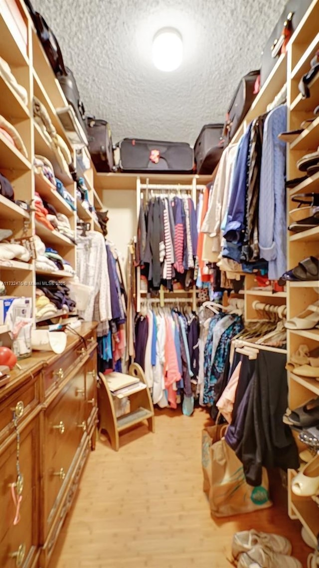 spacious closet featuring light wood finished floors