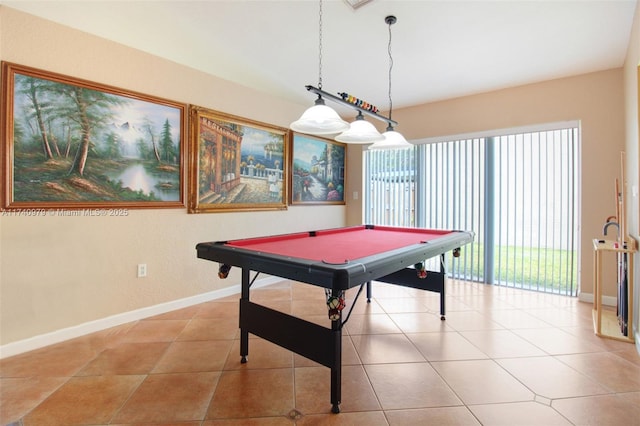 12239 SW 140th St, Miami, FL 33186 - game room with billiards table, baseboards, and light tile patterned flooring