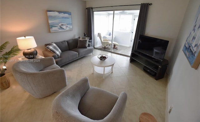 view of tiled living room