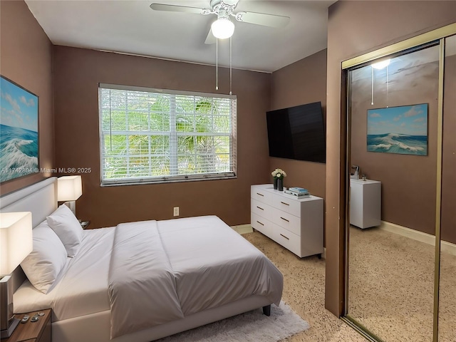 bedroom featuring ceiling fan