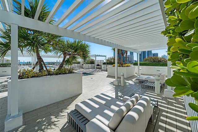 view of patio featuring a pergola