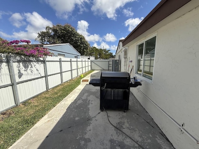 view of patio with area for grilling