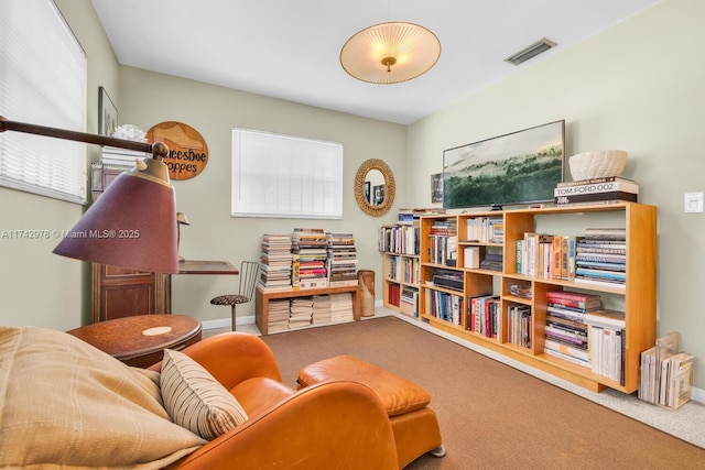 sitting room featuring carpet