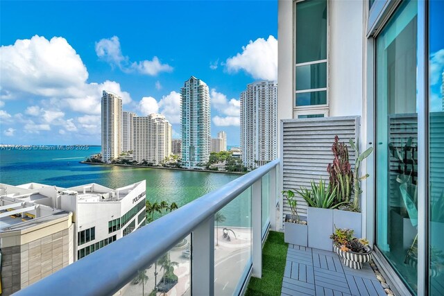 balcony with a water view