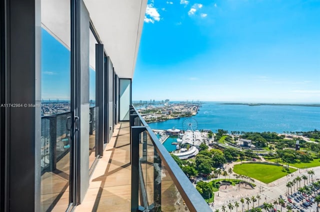 balcony with a water view