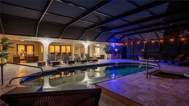 view of pool featuring a patio and a lanai