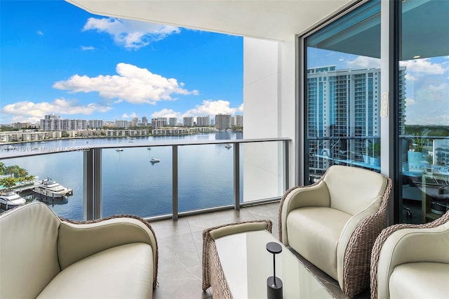 balcony with a water view