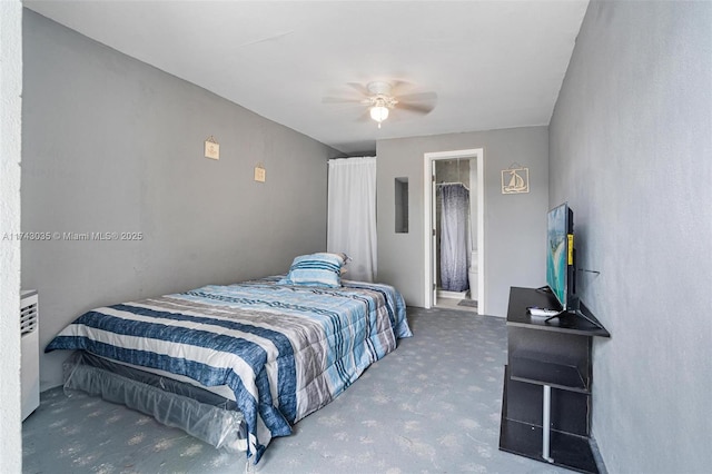 bedroom with carpet floors and ceiling fan