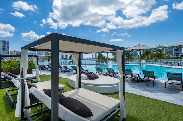 view of patio with a community pool