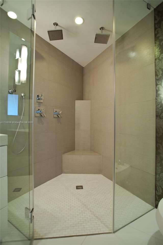 bathroom featuring an enclosed shower