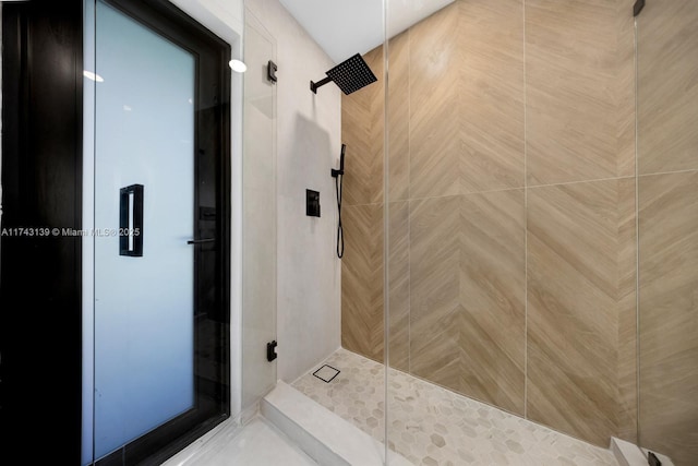 bathroom with a stall shower