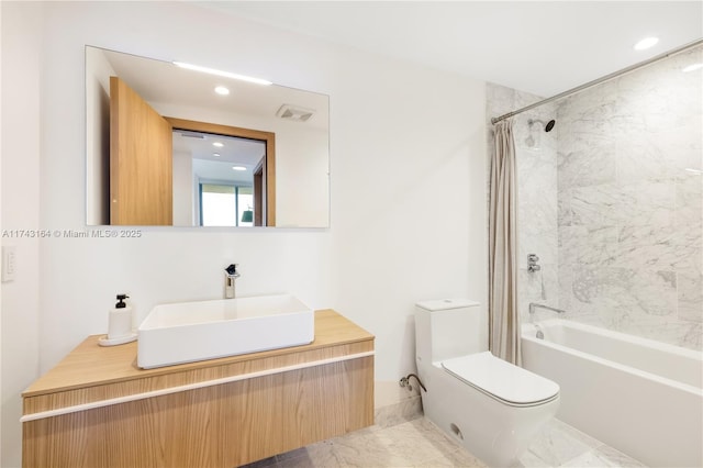 1135 103rd St Unit 602, Bay Harbor Islands, FL 33154 - full bath with vanity, shower / tub combo, and recessed lighting