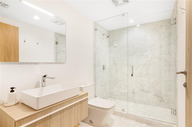 1135 103rd St Unit 602, Bay Harbor Islands, FL 33154 - full bath featuring a marble finish shower, vanity, and recessed lighting