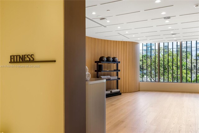1135 103rd St Unit 602, Bay Harbor Islands, FL 33154 - hallway featuring recessed lighting and wood finished floors