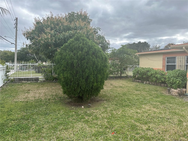 view of yard featuring fence