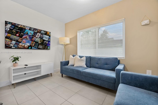 view of tiled living room