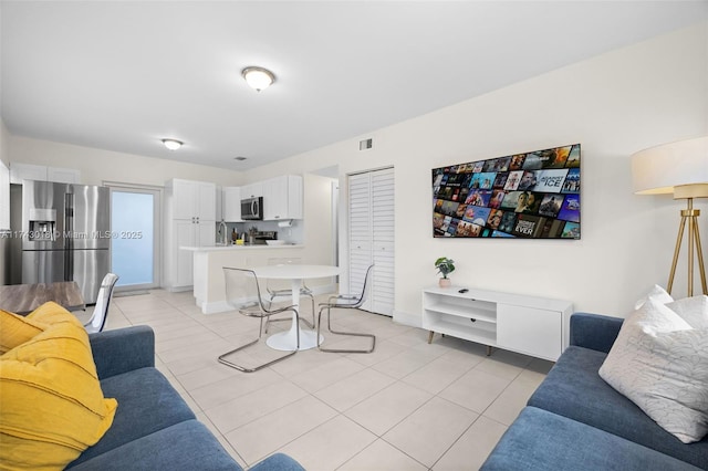 view of tiled living room