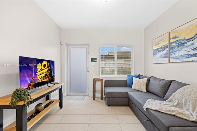 living room featuring light tile patterned floors