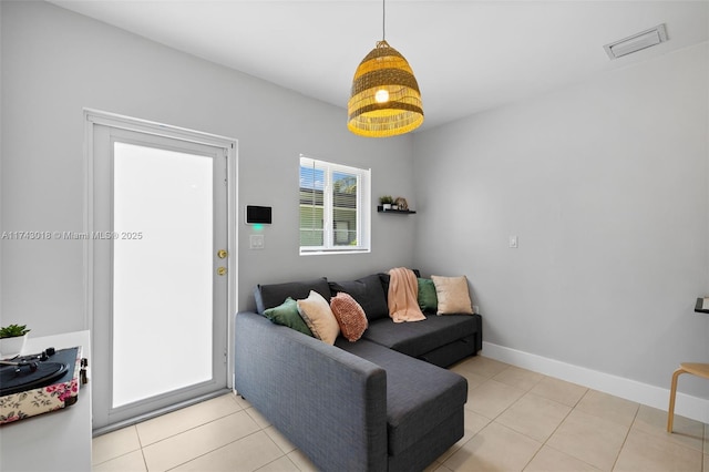 view of tiled living room