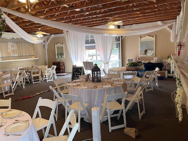 dining room with ceiling fan