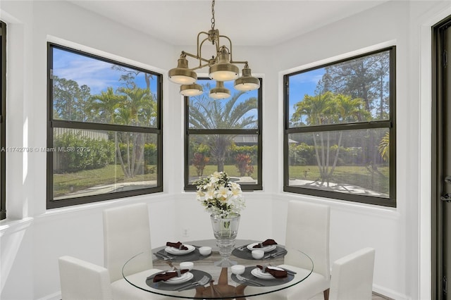 dining area with a chandelier