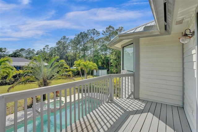 deck with a storage unit