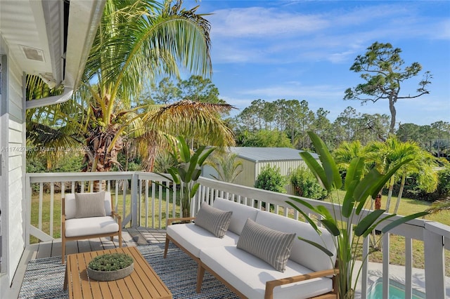 deck with an outdoor living space