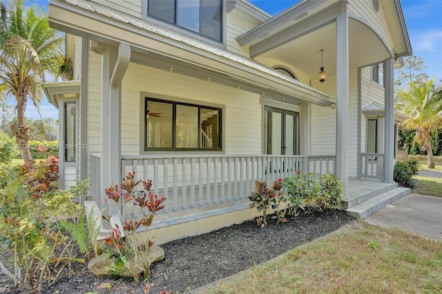 view of property exterior with a porch