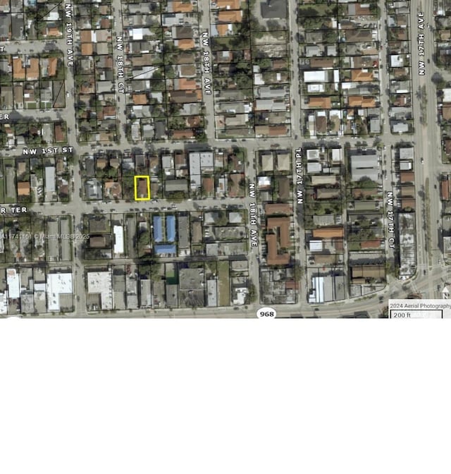 1869 NW Flagler Ter, Miami, FL 33125 - aerial view of property's location featuring property boundaries highlighted