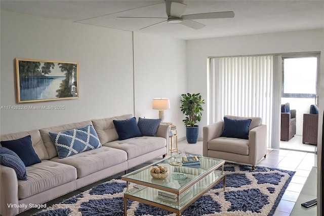 9455 W Flagler St Unit C409, Miami, FL 33174 - living area featuring ceiling fan and tile patterned floors