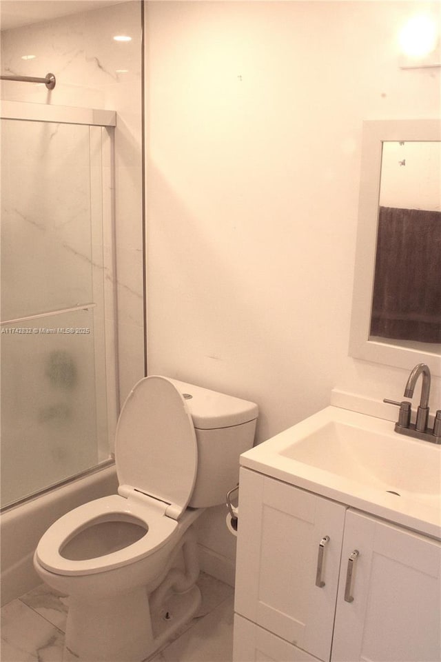 9455 W Flagler St Unit C409, Miami, FL 33174 - bathroom with marble look tiles, vanity, and shower / bath combination with glass door