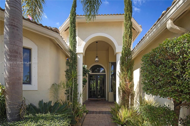 doorway to property with french doors